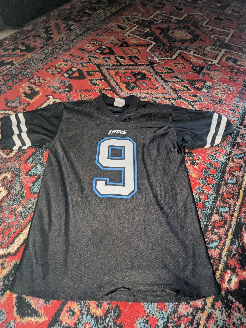 NFL Detroit Lions #9 Black Youth Football Jersey with Blue Trim